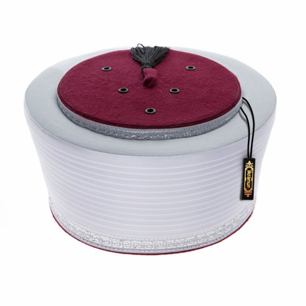 Mevlana Sarık Beyaz Bordo Hafif